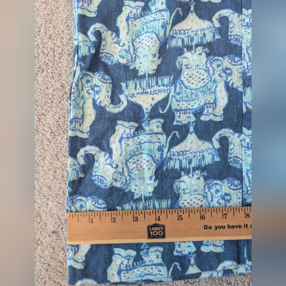 Lilly Pulitzer XS Florita Linen Pant Deep Indigo Elephants Blue White Pull On - Picture 12 of 13
